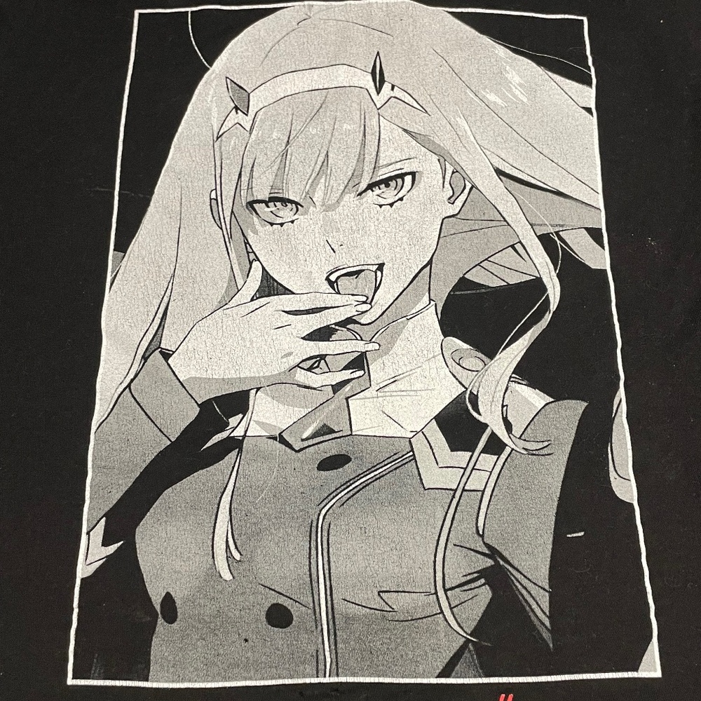 Zero Two Anime Graphic Tee – Black – Size Small